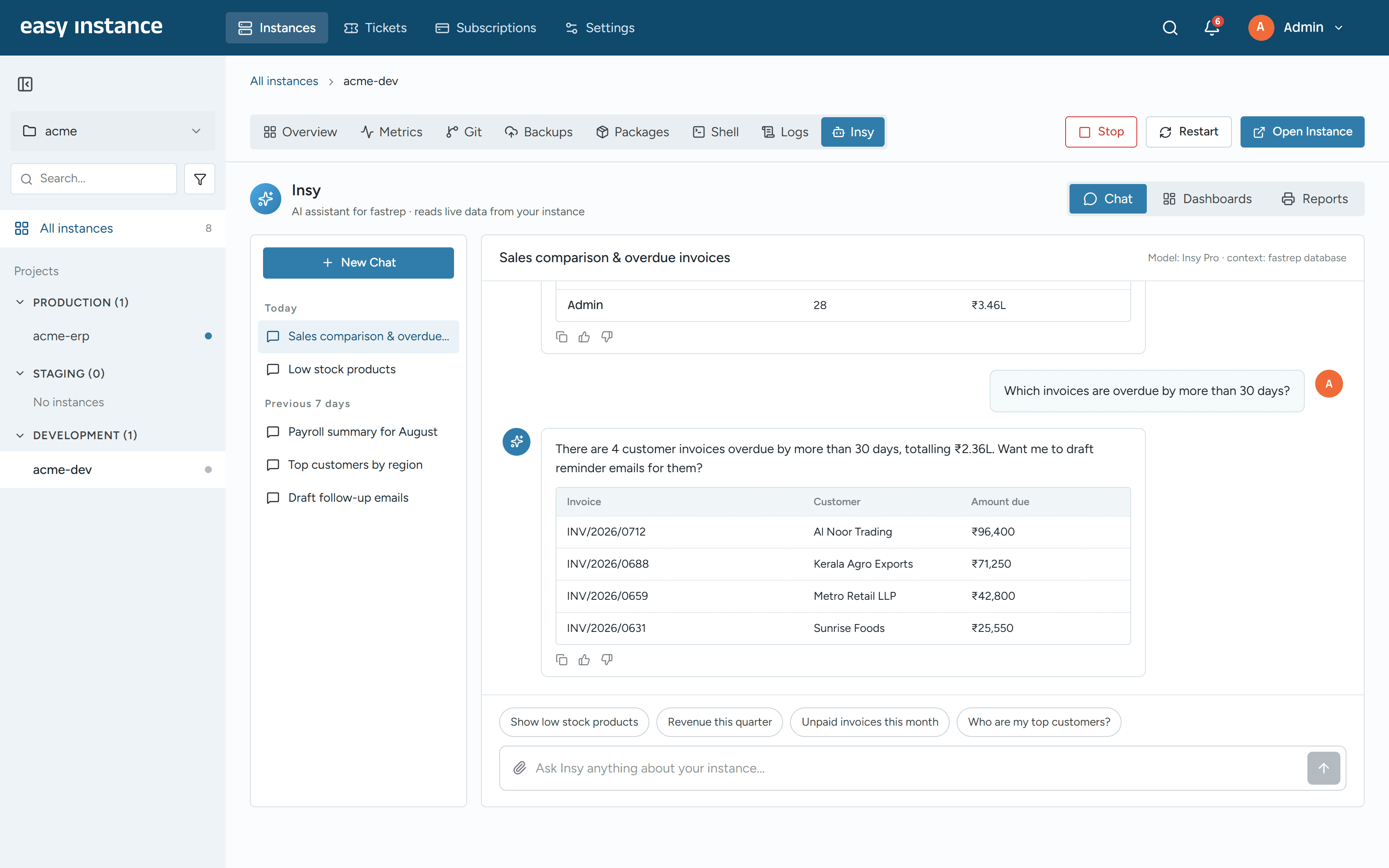 Easy Instance Insy AI screen